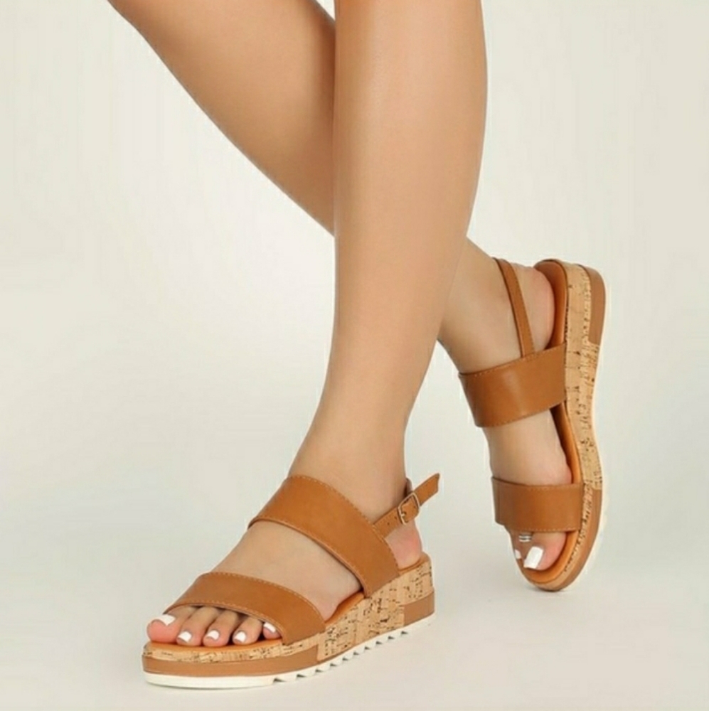 Qupid Camel Brown Espadrilles Sandals Brand New
